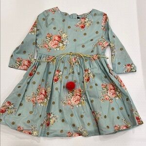 Floral Kids Dress with Gold Accents